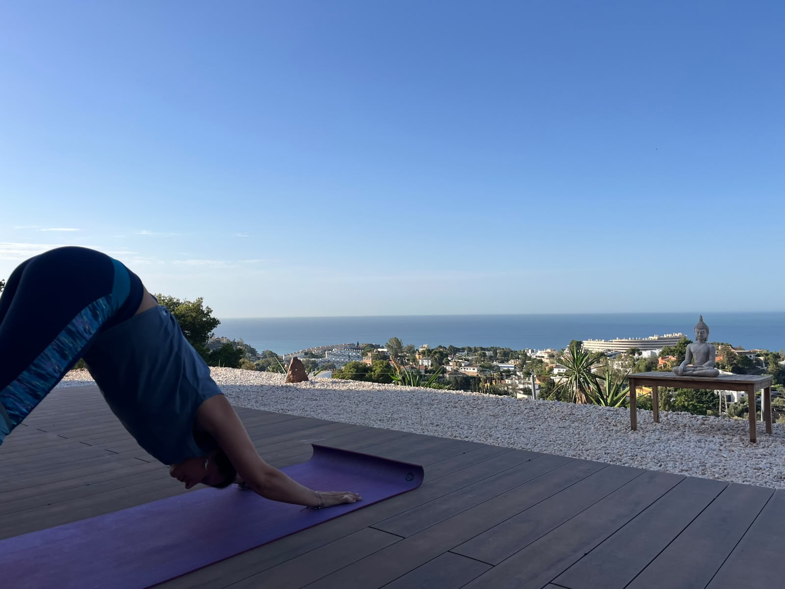 Yoga practice with Mediterranean view